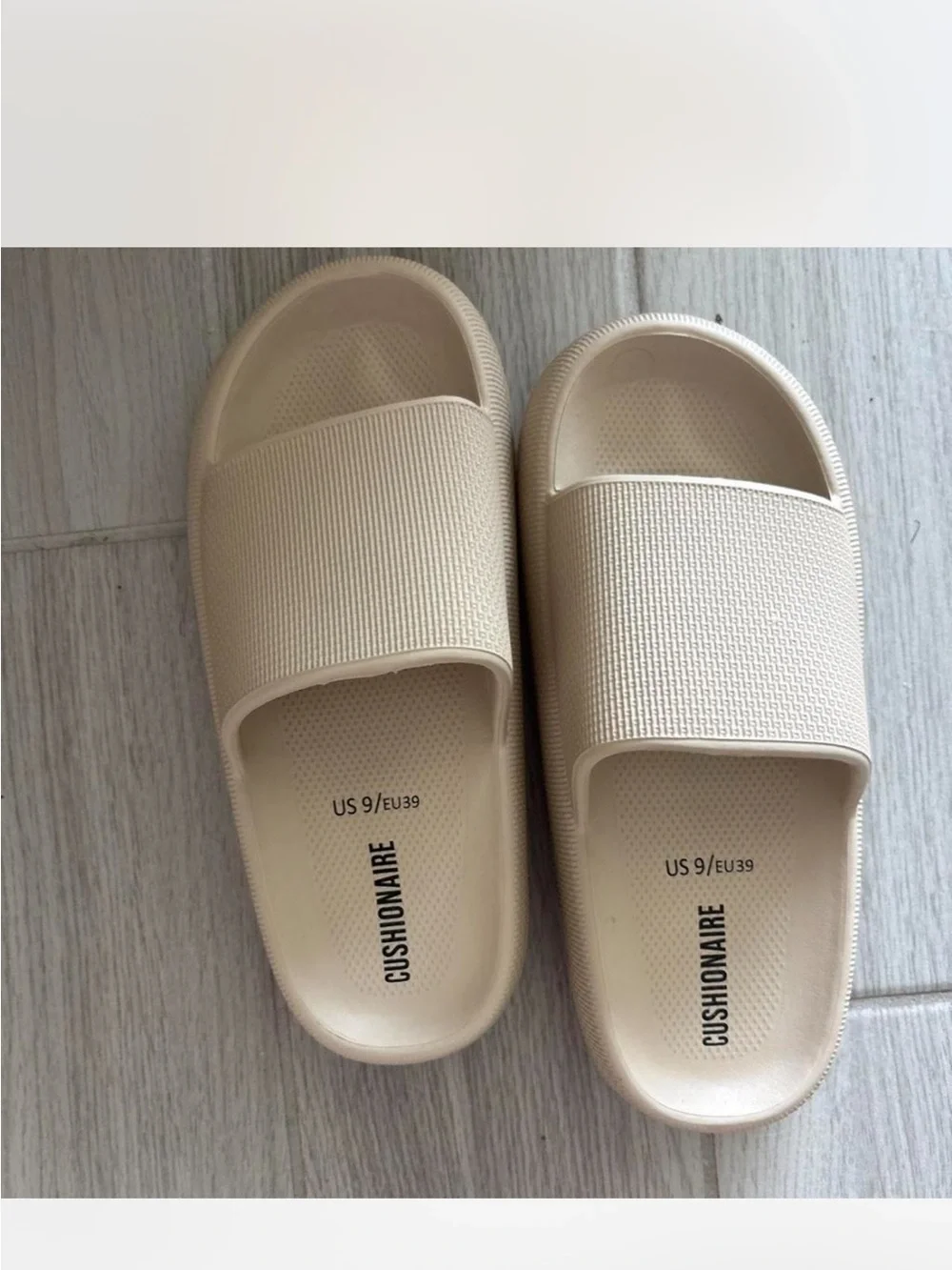 Cushionaire Women's Slide Sandals in Beige size 9